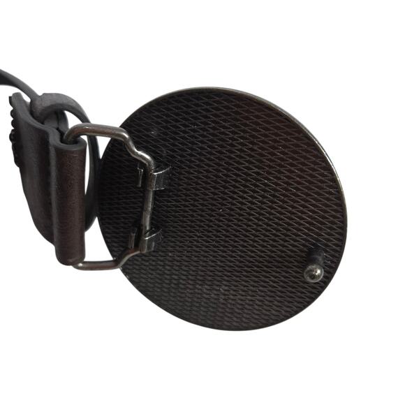 Desigual Embroidered Floral Belt Brown Faux Leather Statement Round Buckle Large - Picture 12 of 15